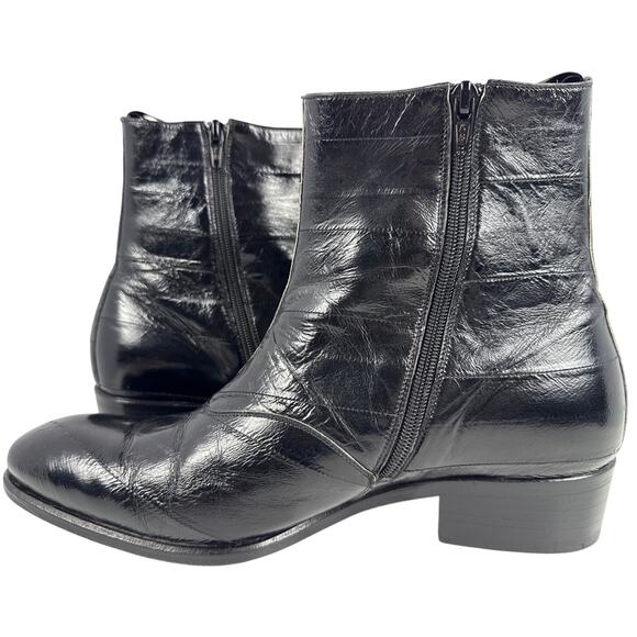 Mezlan Rochelle Boots 69631 Mens Size 8 M Black Leather Eel Side Zip Exotic - Picture 2 of 10